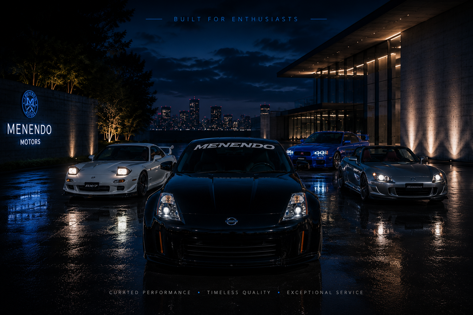 Menendo Motors — Nissan 350Z, RX-7, Skyline GT-R and S2000 lineup